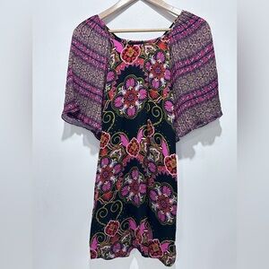Farm Rio Women’s Floral Patterned Mini‎ Dress with Sheer Sleeves Size S/P